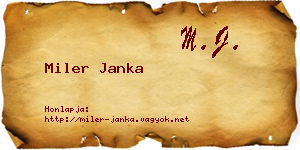 Miler Janka névjegykártya